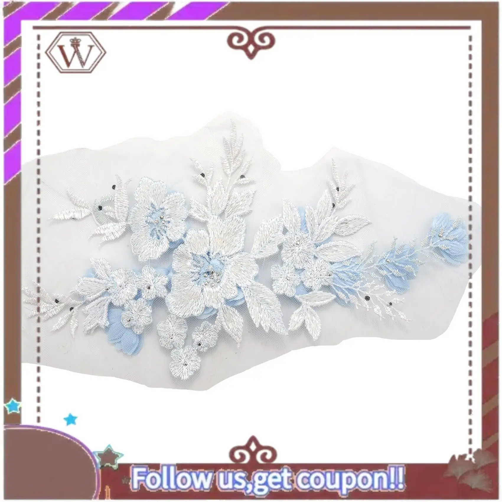 

A95D-2X бисерное кружево с горячим сверлением, свадебные нашивки с вышивкой цветов из бисера для одежды, свадебного платья, утюг на шитье, аппликация