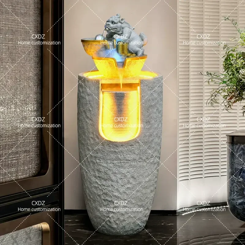 Circulating Water Fountain Ornament with Feng Shui Ball for Living Room Office Fish Tank Landscape Decoration Housewarming