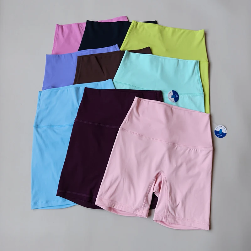 Sommer-Sport-Kurze Yoga-Leggings-Shorts, kniebeugensichere, hochtaillierte, hautfarbene Fitness-Shorts, schnell trocknende Radfahrer-Workout-Gym-Shorts – Detail 5