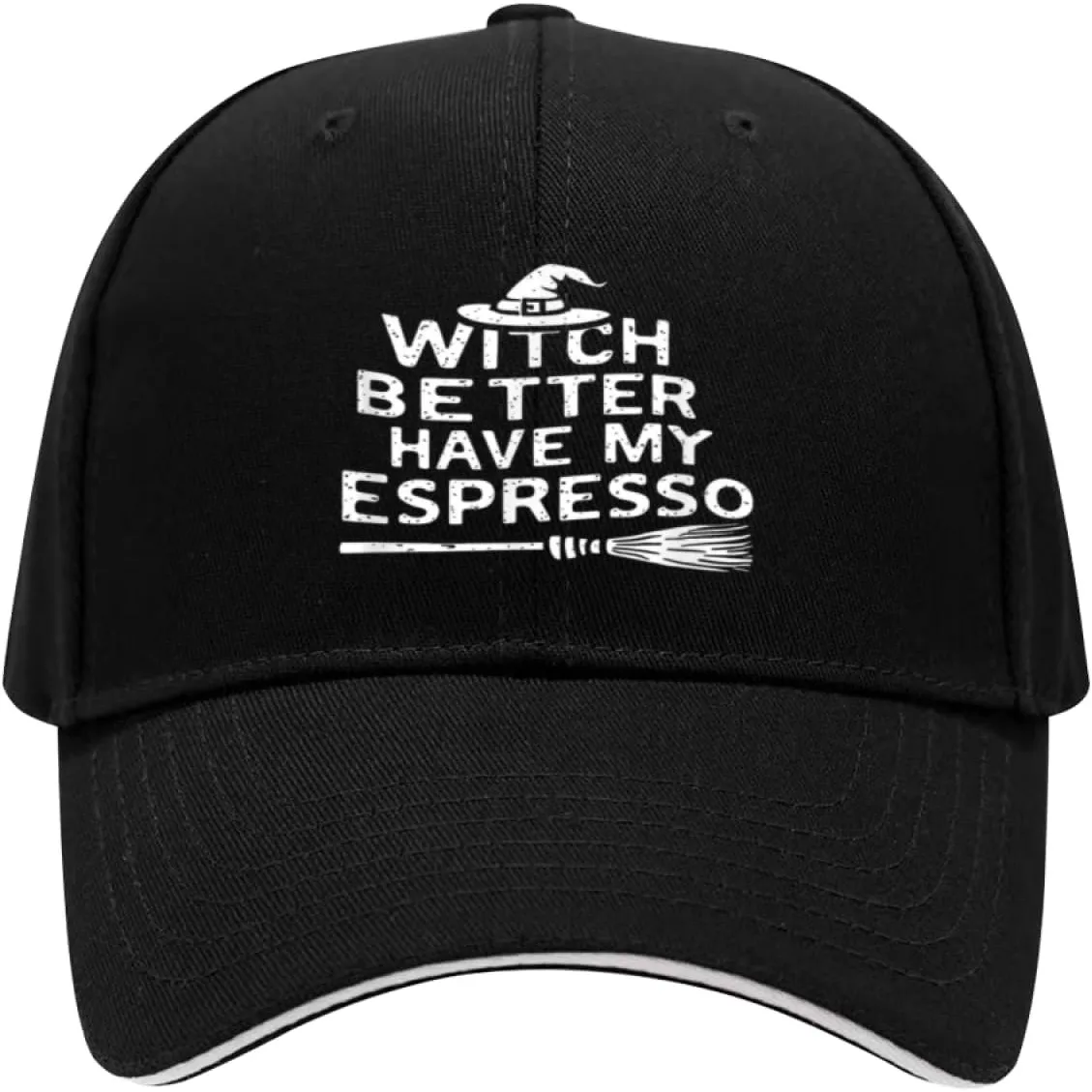 Espresso Yourself Witch Funny Halloween Coffee Lover Design Hat Trucker Hat Women Vintage Mesh Hat for Summer