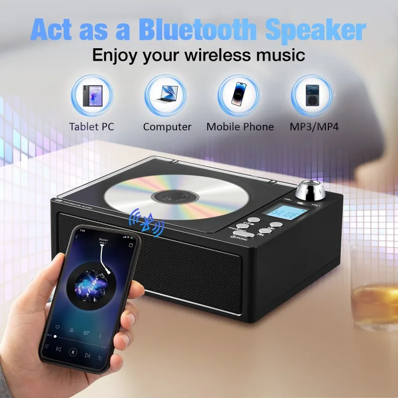 2026 All-in-one CD Radio Player Wireless Bluetooth FM Audio Speaker Support USB TF Card Home Desktop Player Title 2