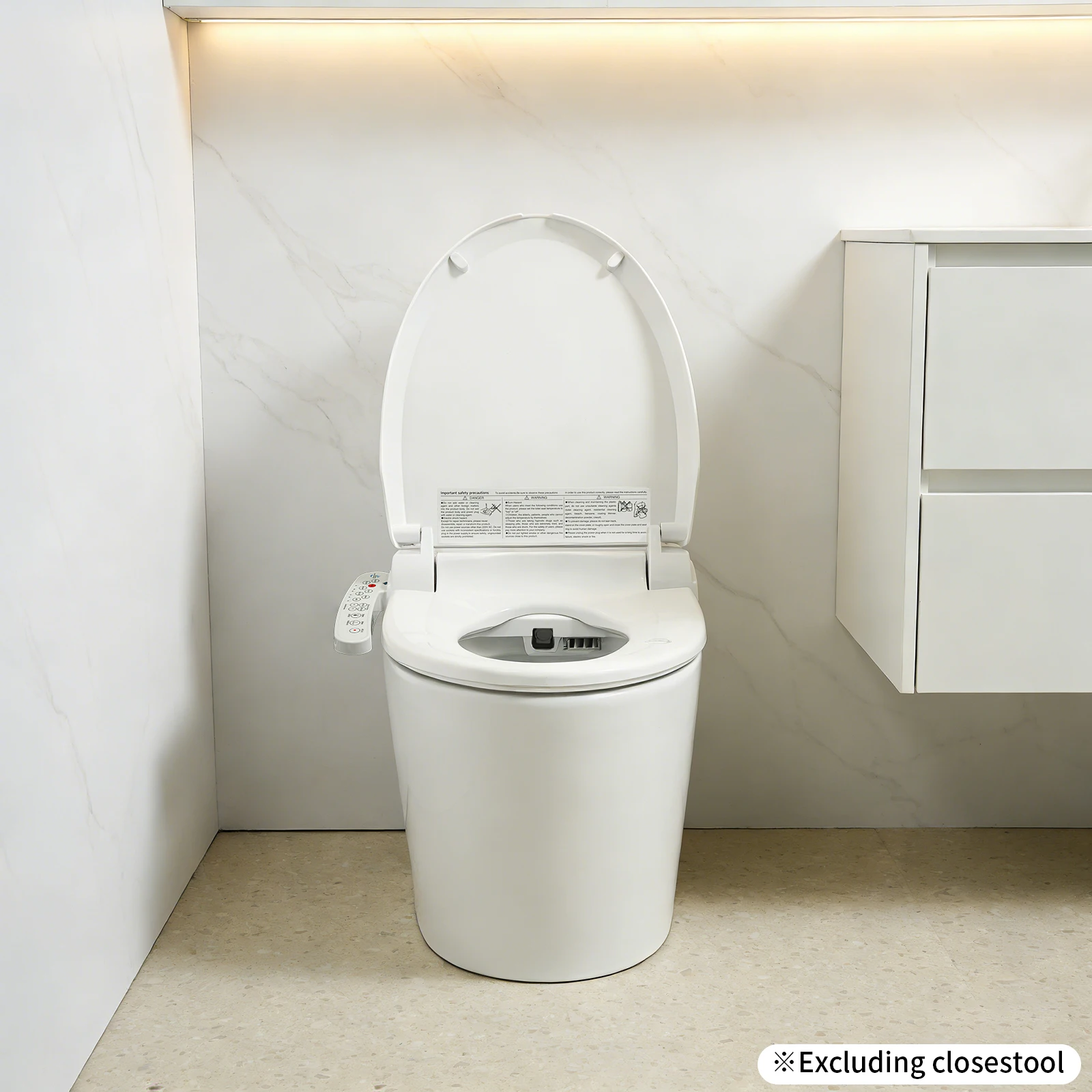 Siège de toilette électrique avec bidet intégré, lumière nocturne, buse autonettoyante, séchoir à air chaud