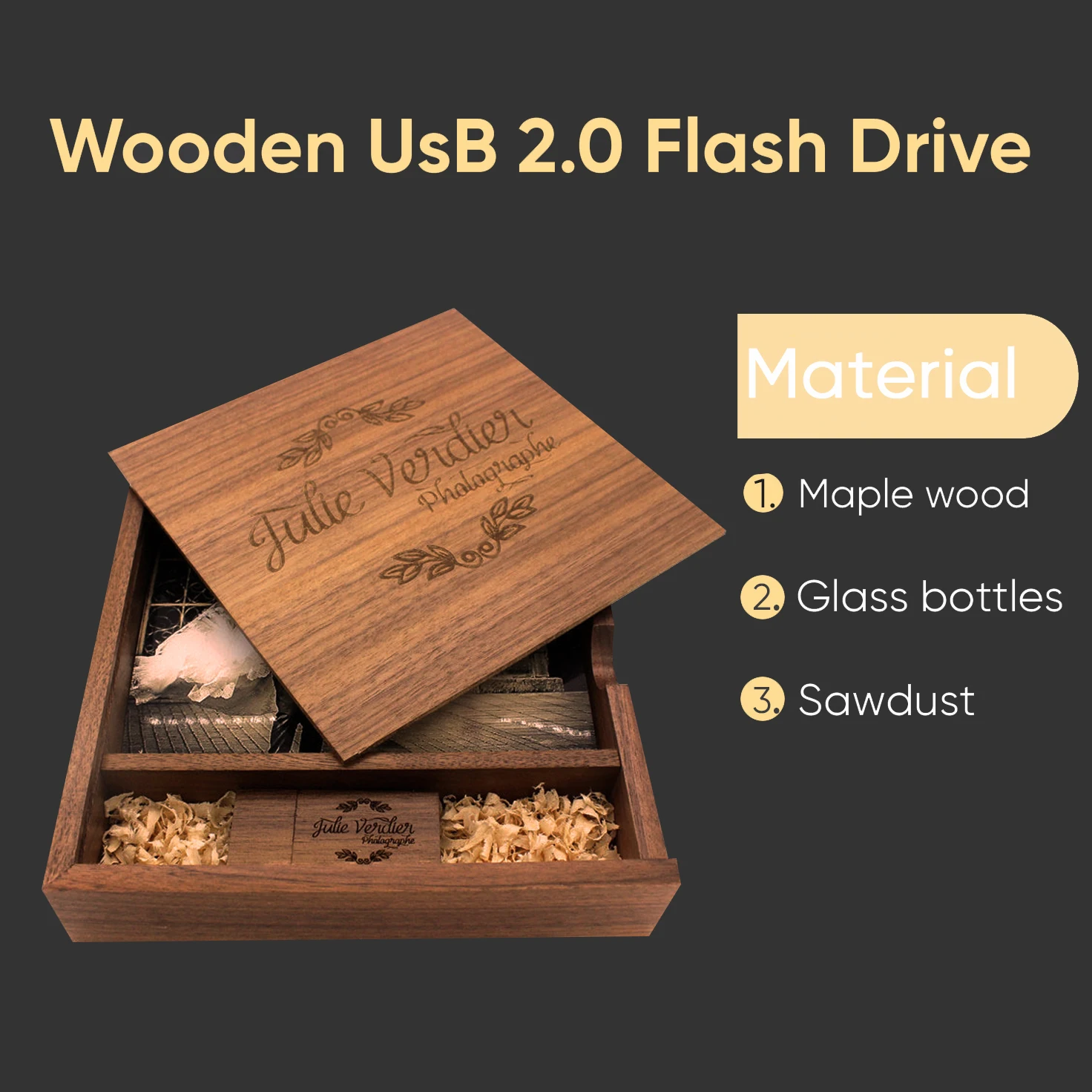 JASTER Wooden Big Box USB Flash Drives 128GB Free Custom Logo Memory Stick 64GB High Speed Pen Drive 32GB 16GB 8GB Personalized