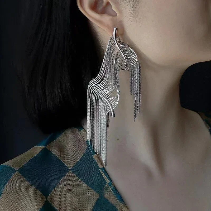 S925 Long Fringed Earrings Original Designer High-end Silver Earrings