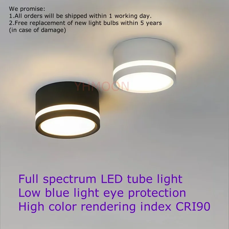 Surface Mounted Dimmable Ceiling Downlight AC110-220V Anti Glare Spotlight 5W7W9W12W15W Lamp Parlor Corridor Bedroom Aluminium