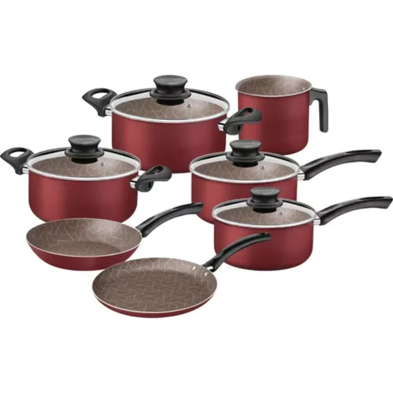 Aluminum Paris Cookware  7Pc Red Baking Cookware and Fryers