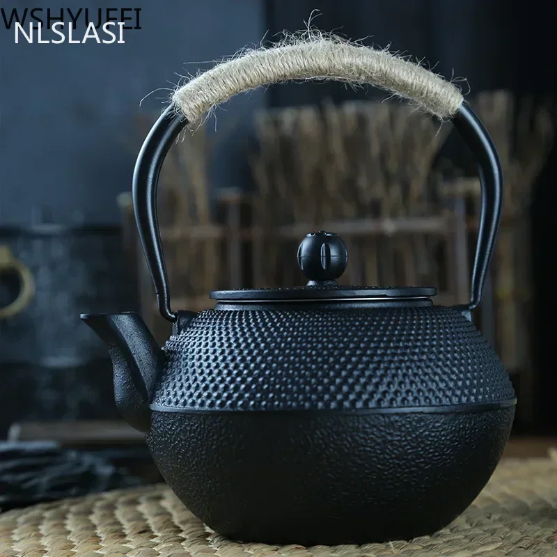 Nlslasi bule de chá de ferro fundido, de aço inoxidável filtro de ferro fundido para bule para chá oolong, chaleira de indução para chá de casa