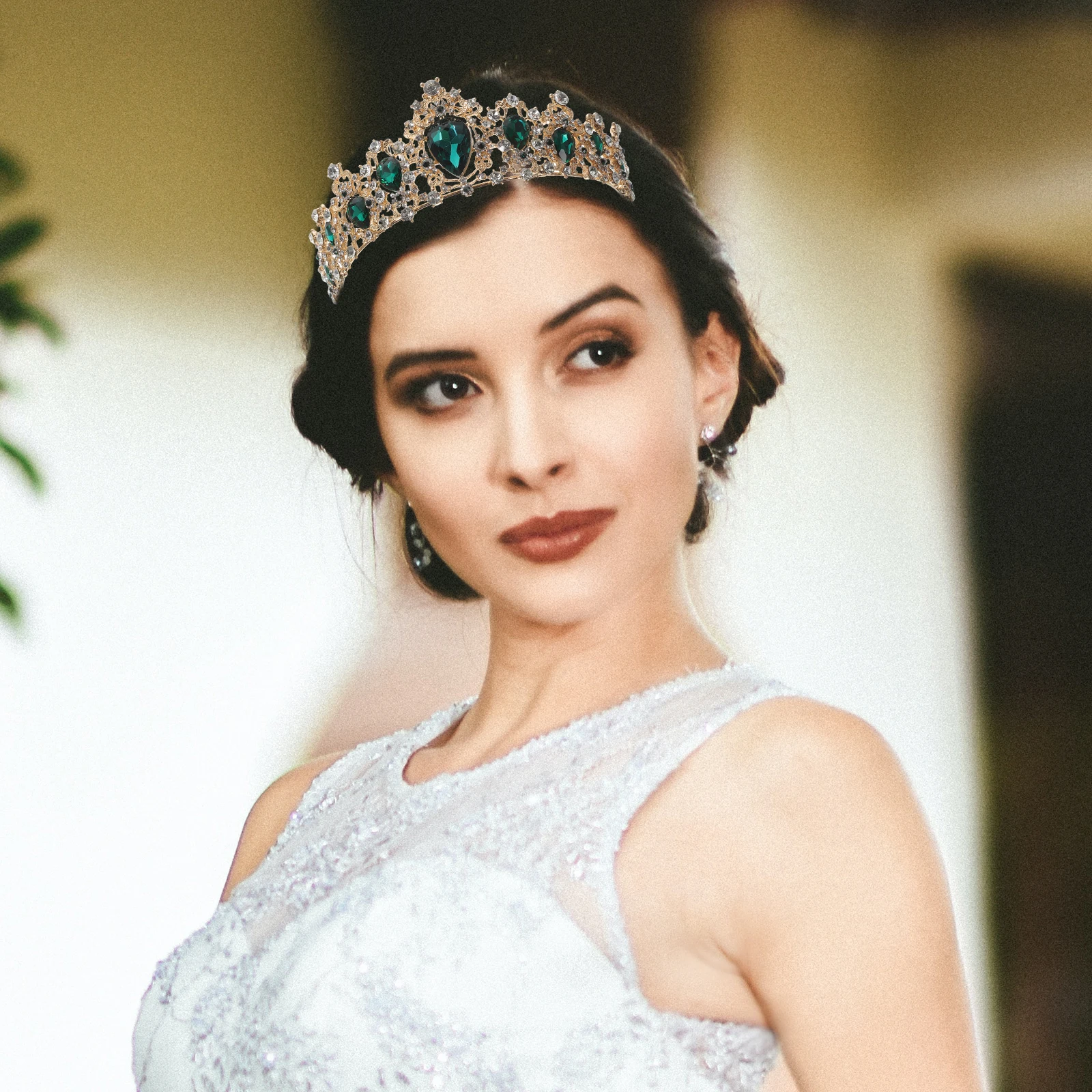 

Bridal Necklace Earring Set Necklaces Wedding Jewelry Green Bride Accessories for Day