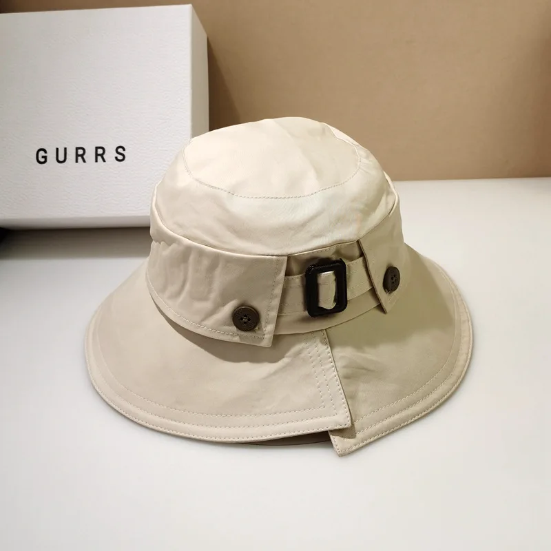 Deisgner Brand Belt Buckle Bucket Hat Spring Summer Women Sunscreen Gorras Japanese Style Fisherman Hat Beach Sun Hats