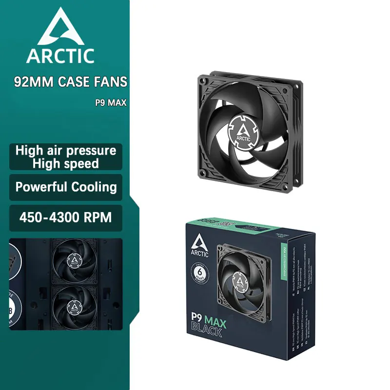 ARCTIC P9 Max High-Performance 92mm Case Fan PWM Controlled 450–4300 RPM Optimised for Static Pressure Fluid Dynamic Bearing 9CM