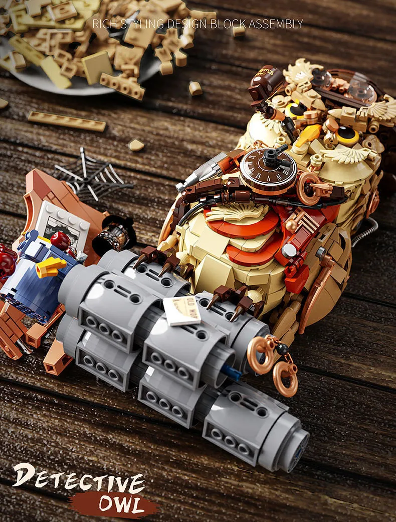Idea Tier-Baustein-Modellsets Cyber-Detektiv-Eule Konstruktionsbausteine STEM-Lernspielzeug Sammlung für Geschenke – Detail 5