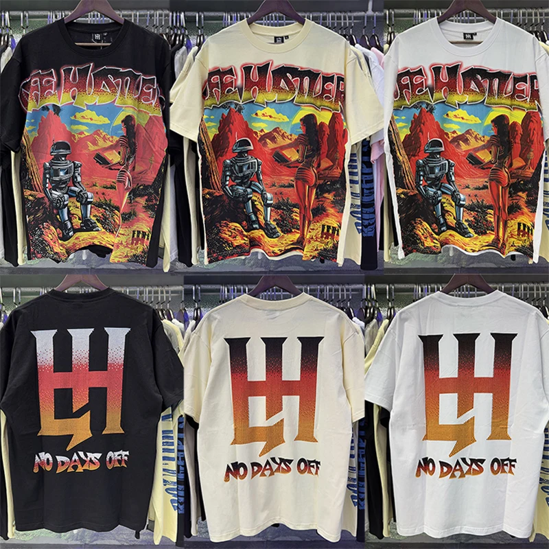 Y2K Street Life Hustlers T Shirts Various Styles Letter Rhinestone Robot Woman Graphic Print Tshirt Hip Hop Unisex Short Sleeve