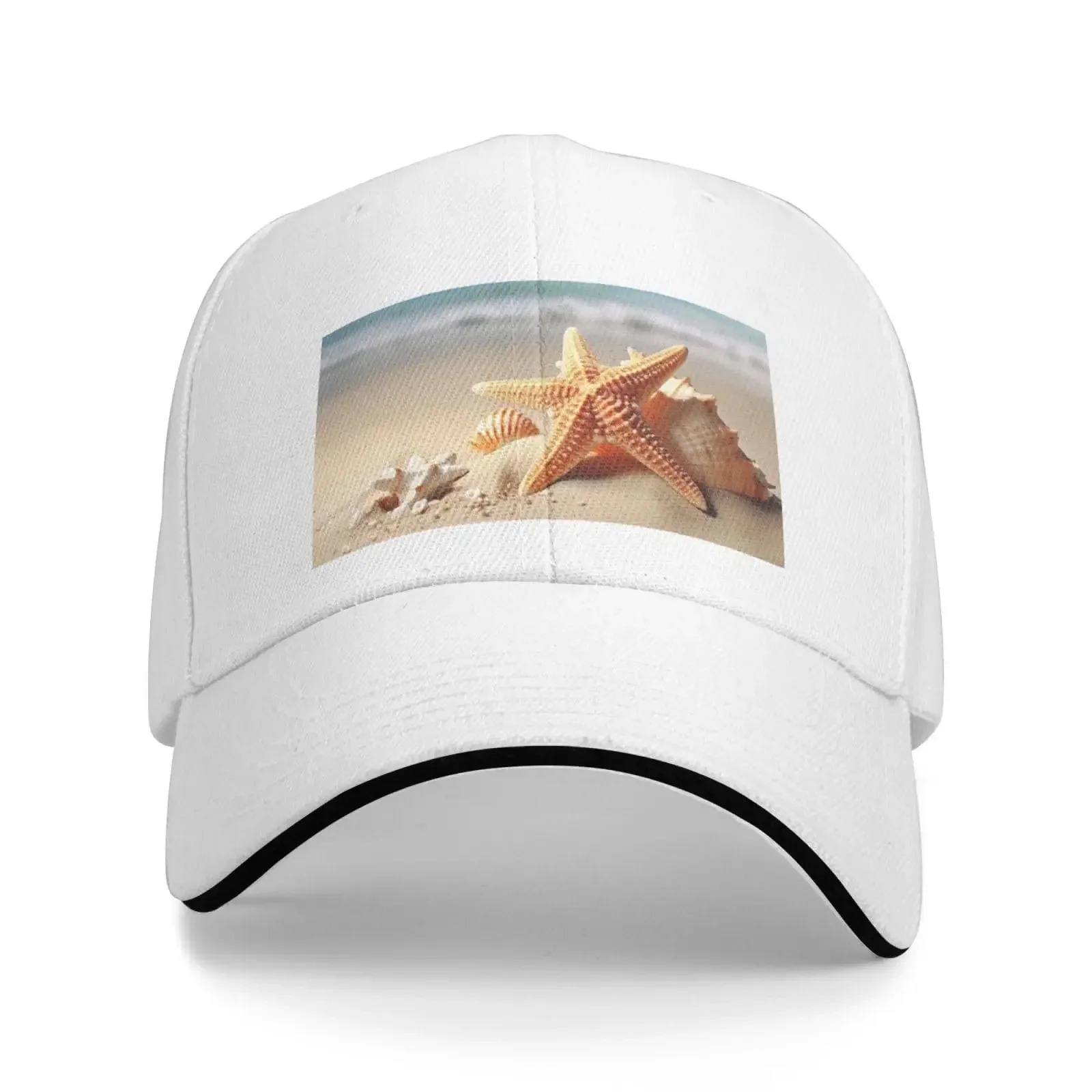 Men Women Baseball Hat Summer Starfish Seashell Printing Adjustable Washable Daddy Cap Original Trucker Low Profile Hats