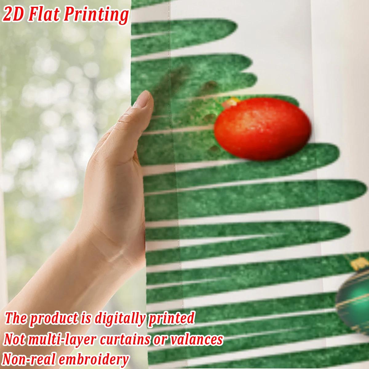 ستارة شفافة للمطبخ بطباعة مسطحة لعيد الميلاد مع صندوق هدايا ندفة الثلج لأشجار عيد الميلاد المجيد لحفلات ديكور المنزل