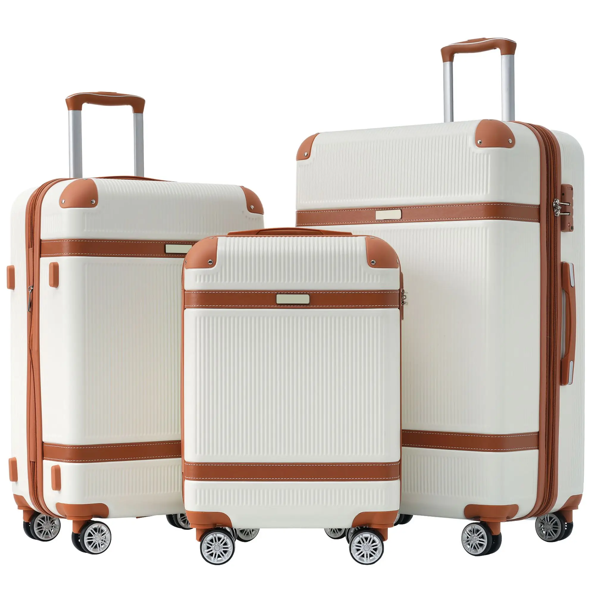 

Hardshell Luggage Sets 3 Piece double spinner 8 wheels Suitcase with TSA Lock Lightweight 20''24''28''