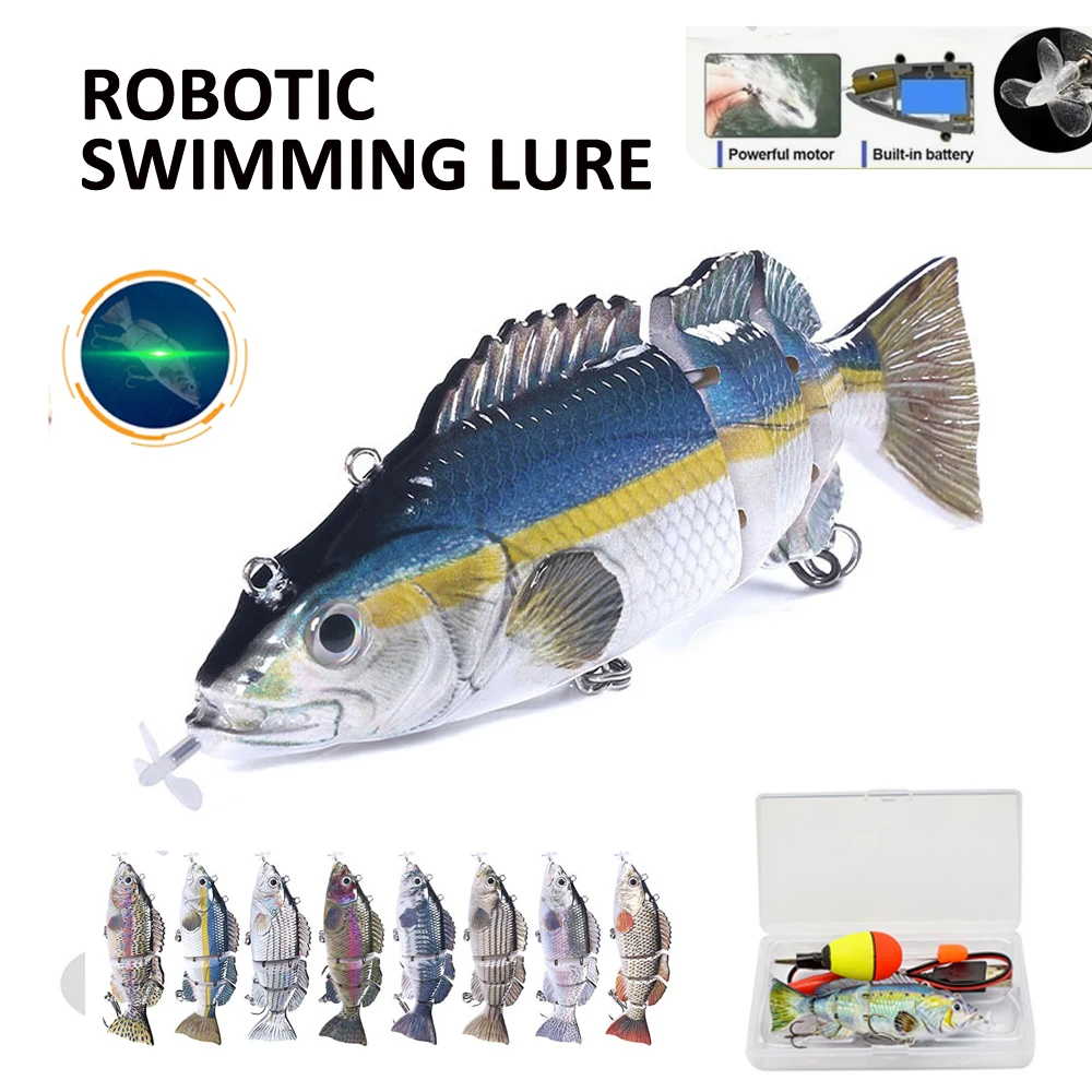 Auto Fishing Lures Electric USB Rechargeable LED Light Multi Jointed Wobbler Swimbait  Pesca Tackle  Propeller Motor Lure Set