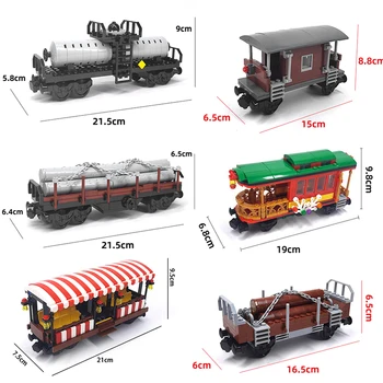 Creative expert ideas city Christmas Retro sightseeing car Tank car train MOC railway express bricks building blocks toys