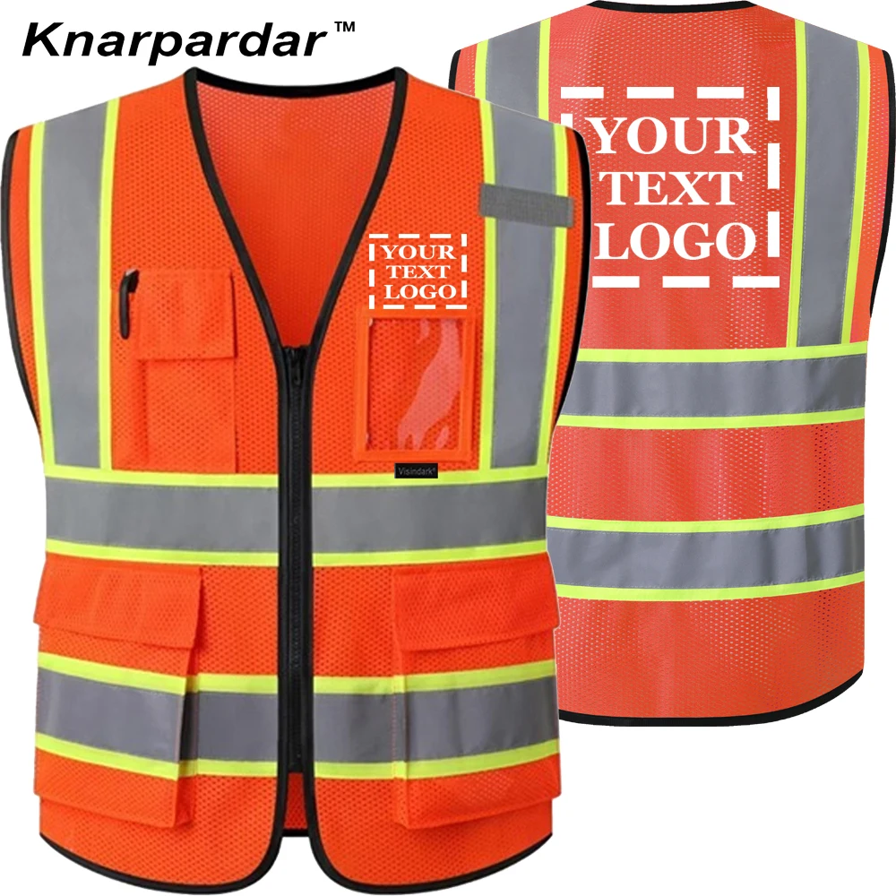 Brand Your Logo Black Pink WOrk Vest Customizable Working Jacket workwear clothing With Company Logo Outdoor Construction vest