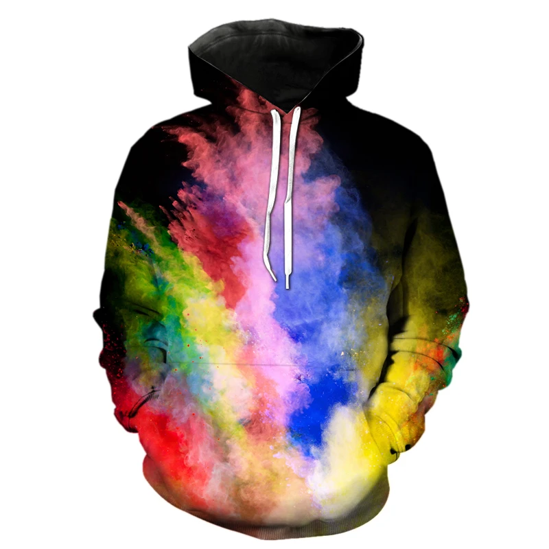 New Style Men's Powder Splash Tie-dye 3D Printing Pattern Hoodie Womens Fashion Casual Personality Autumn Winter Sweatshirt Tops