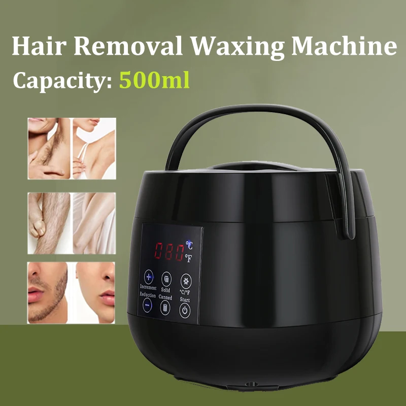 500ml Home Wax Heater with Wax Beans And Wooden Sticks Set for Full Body Bikini Area Hair Removal Hot Melt Waxing Kit