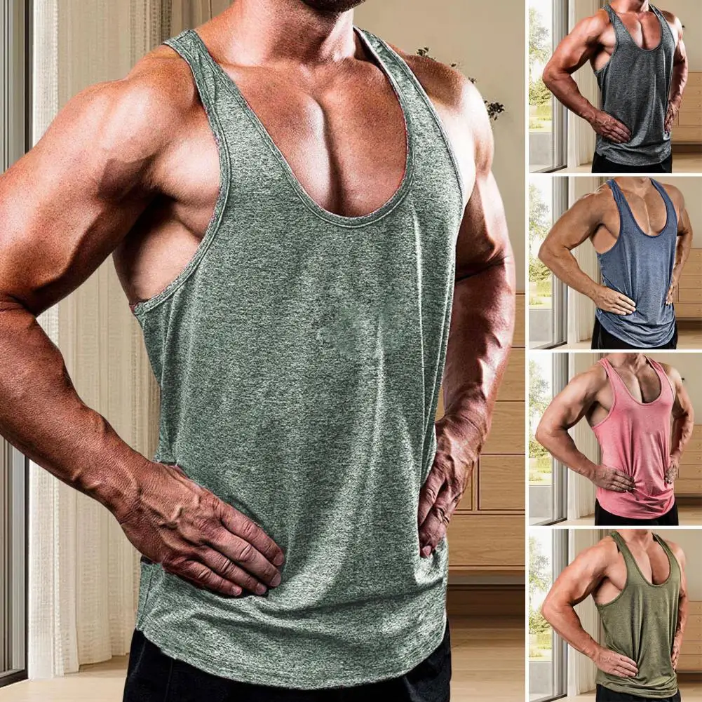 Summer Men Sport Vest Sleeveless Loose Elastic Good Breathability Pullover T-shirt Basketball Gym Tough Guy Workout Tank Top