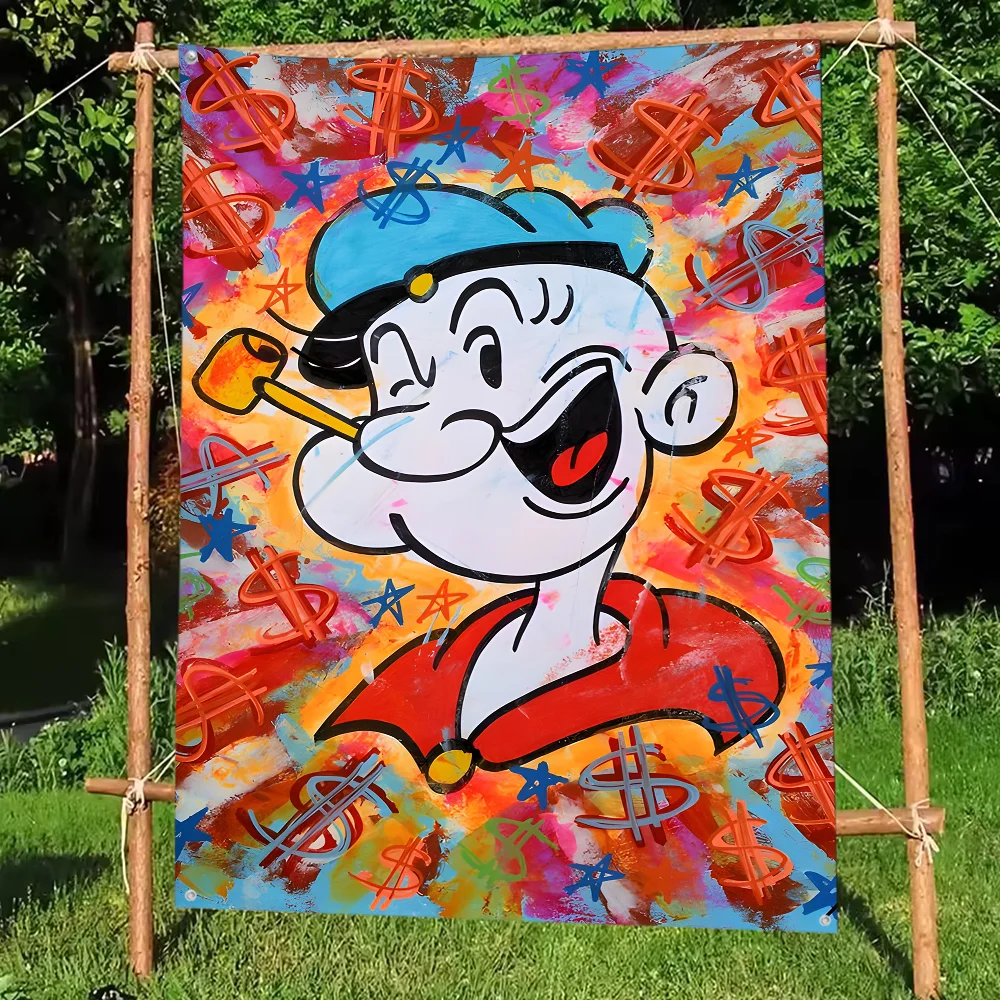 Cartoon P-Popeye The Sailor Flag DIY Flag For Family Group Party Living Room Home Dorm Decor Wall Art Decor Banner