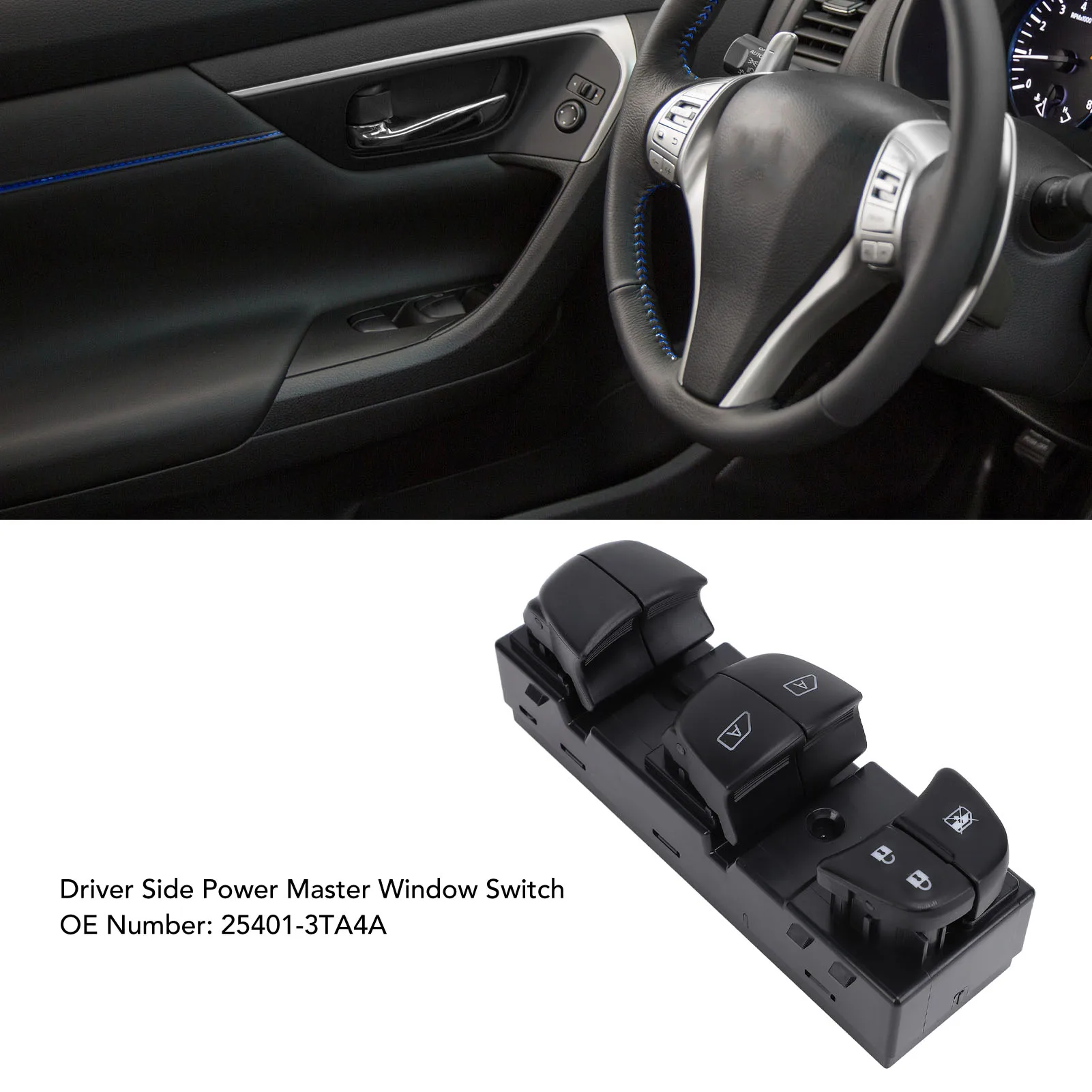 Interruptor de elevalunas eléctrico 25401‑3TA4A, interruptor de elevalunas eléctrico rápido para el lado izquierdo del conductor, para Nissan Altima L33 2013-2018