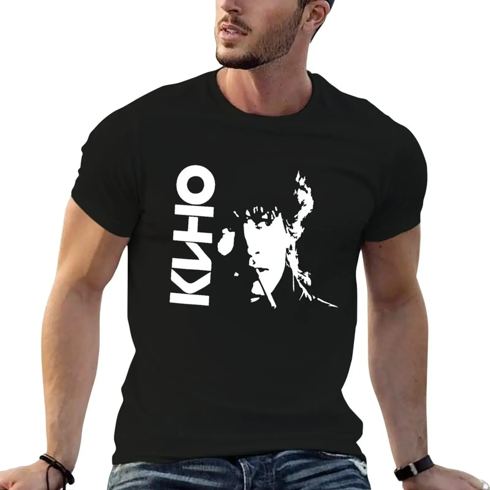 Kino Russian Band member somking T-Shirt anime graphic shirts mens graphic t-shirts hip hop