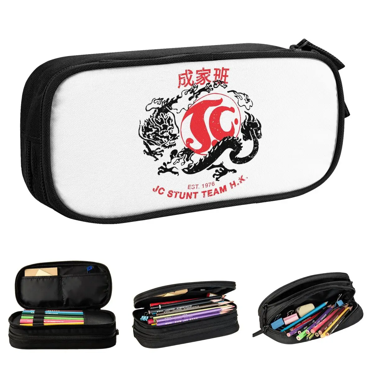 Jackie Chan Pencil Cases 1976 Jackie's Stunt Team Obscura Pencilcases Pen for Girl Boy Large Storage Bag Office Gifts Stationery