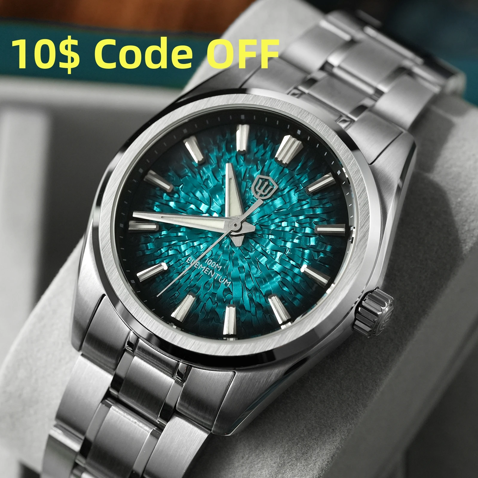 Watchdives WD0003C Ice Crack Dial 38mm Herrenuhr VH31 Sweep Seconds Quarzwerk Saphirglas Leuchtend 10Bar Wasserdichte Uhren