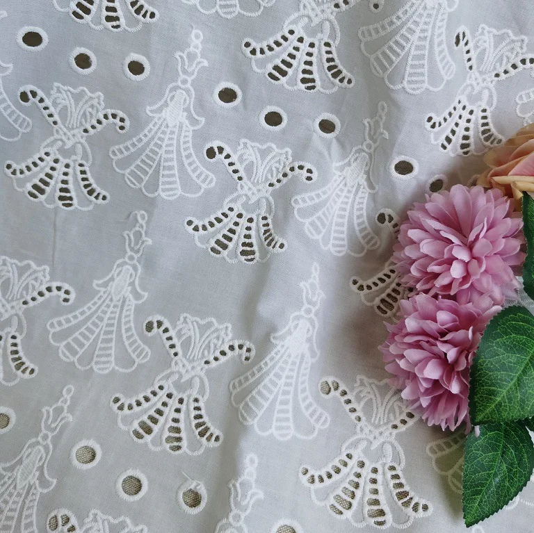 

100% cotton embroidered lace fabric water-soluble hollow floral design for sewing dresses clothing DIY handmade fabric