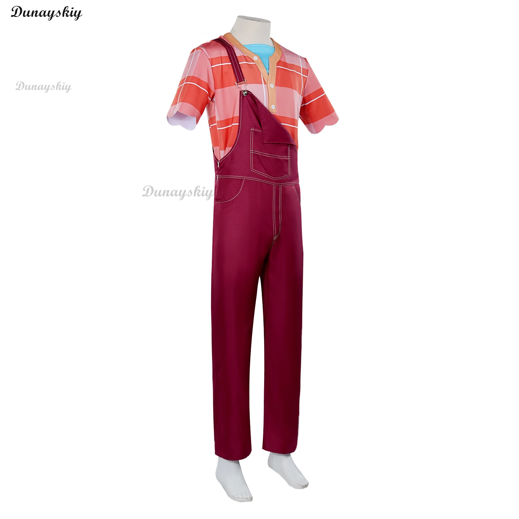 Wreck-It Ralph Anime Cosplay Set Cartoon-Accurate Dungarees Red T-Shirt  Halloween/Game-Themed Party Roleplay Costume
