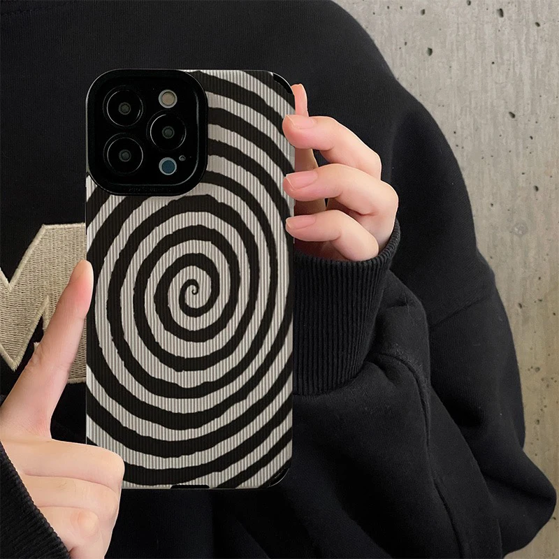 Fashion Line Spiral Pattern Case For iPhone 14 13 12 11 Pro Max 14plus 12 13 Mini X XR XS Max 7 8 Plus Shockproof Back Cover