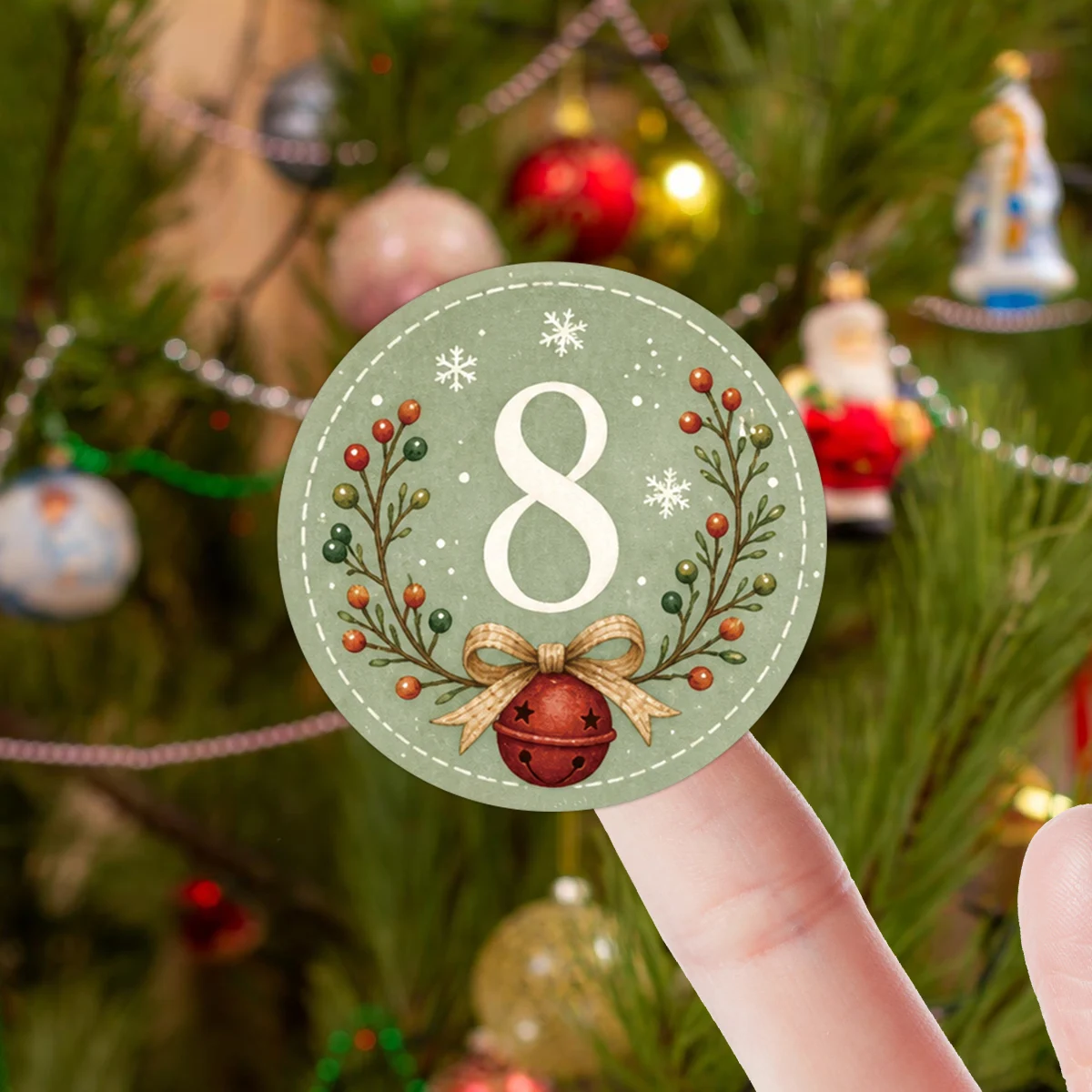 96 Stück – 4 Blatt Weihnachts-Adventszahlen-Aufkleber, 1-24 Countdown-Aufkleber, Zubehör zur Herstellung eines Adventskalenders, Geschenkverpackungsanhänger, Dekoration – Detail 4