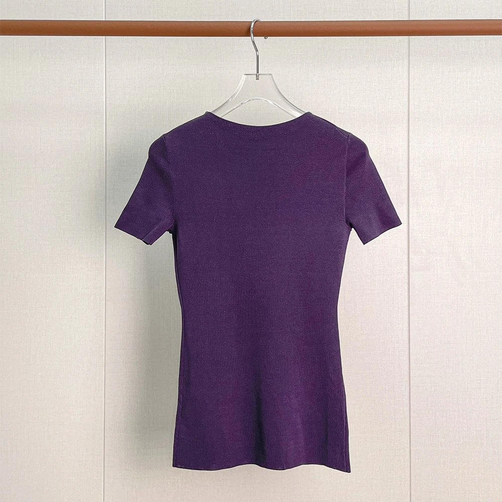 Women Ribbed Knit T‑Shirt Crew Neck Short Sleeve Slim Fit Basic Tee Ladies Elegant Soft Stretchy Casual Daily Office Blouse Tops