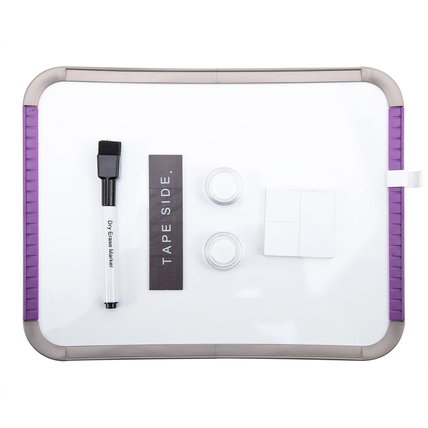 لوح مسح جاف مغناطيسي من ديلي، سبورة بيضاء صغيرة مقاس 8.5 × 11 بوصة مع قلم تحديد، إطار أرجواني، مثالي للخزائن والمكتب والمنزل