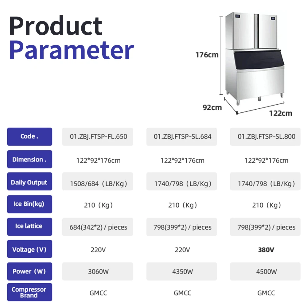 Automatic Ice Cube Maker Double Head Large Capacity Ice Making Machine for Milk Tea Shop