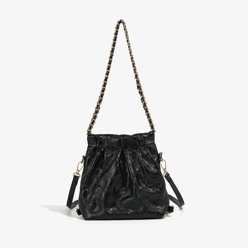 Argyll Women's Fashion Soft Leather Bucket Bag Large Capacity Chain Handle Casual Crossbody Bag New 2025 Trendy Style