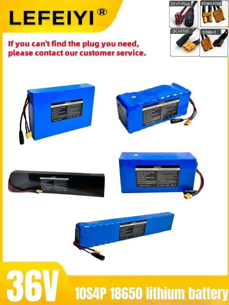 

Lithium battery 36v10s4p10400mah18650w for bicycles and electric scooters, large capacity, with BMS XT60 connector