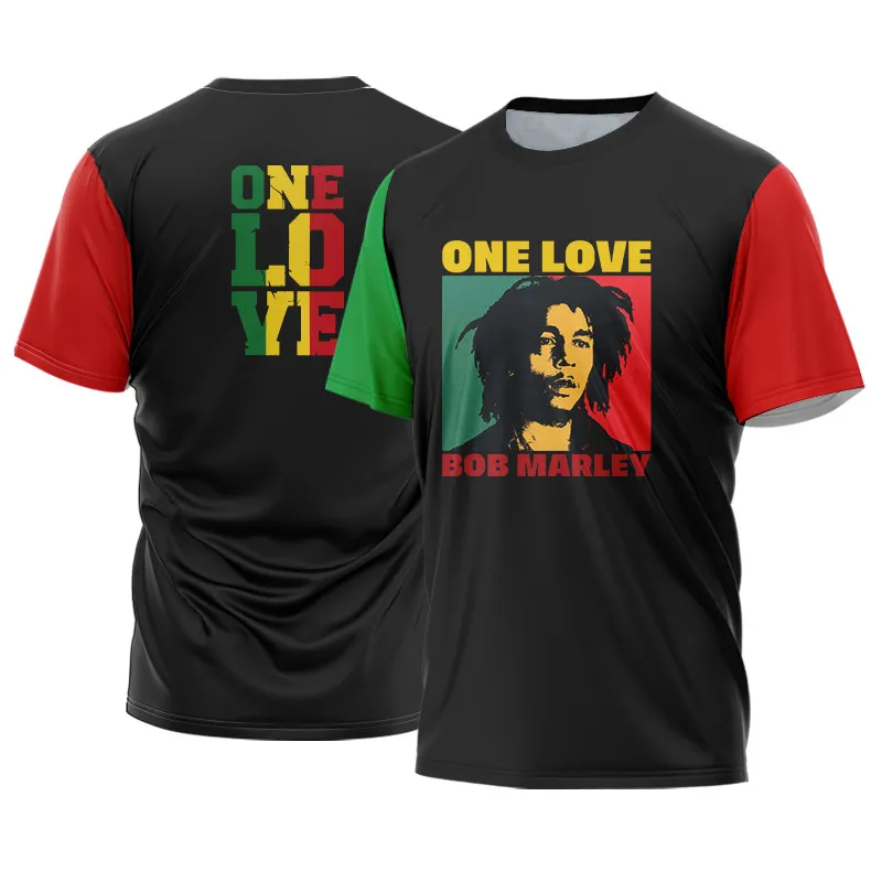 Bob Marley 여름 반팔 록 펑크 3D 프린트 티셔츠, 캐주얼 패션, 오버사이즈 블랙 탑 농구 셔츠, 6xl