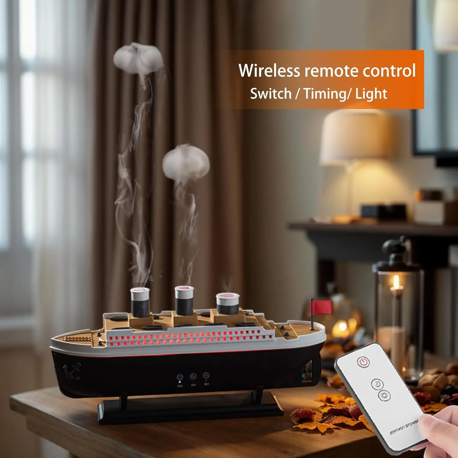 250ml-タイタニック船超音波エッセンシャルオイルディフューザー-静かなアロマセラピー加湿器-リモコン付き-寝室-自宅-オフィス用