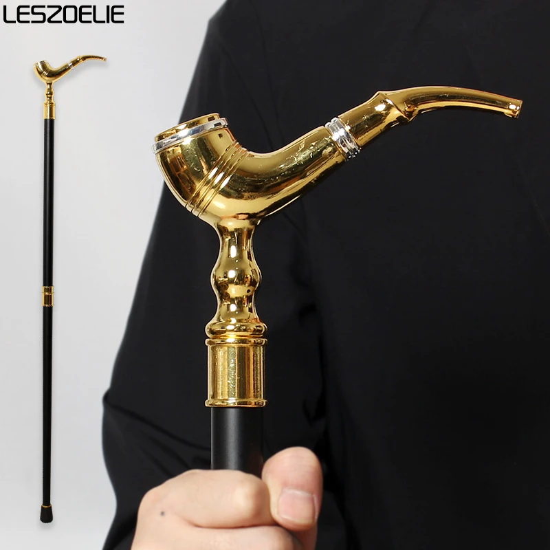 Luxury Golden Pipe Handle Stick Man 2024 Party Decorative Walking Cane Men Fashion Elegant Hand Cane Vintage Canes Walking Stick