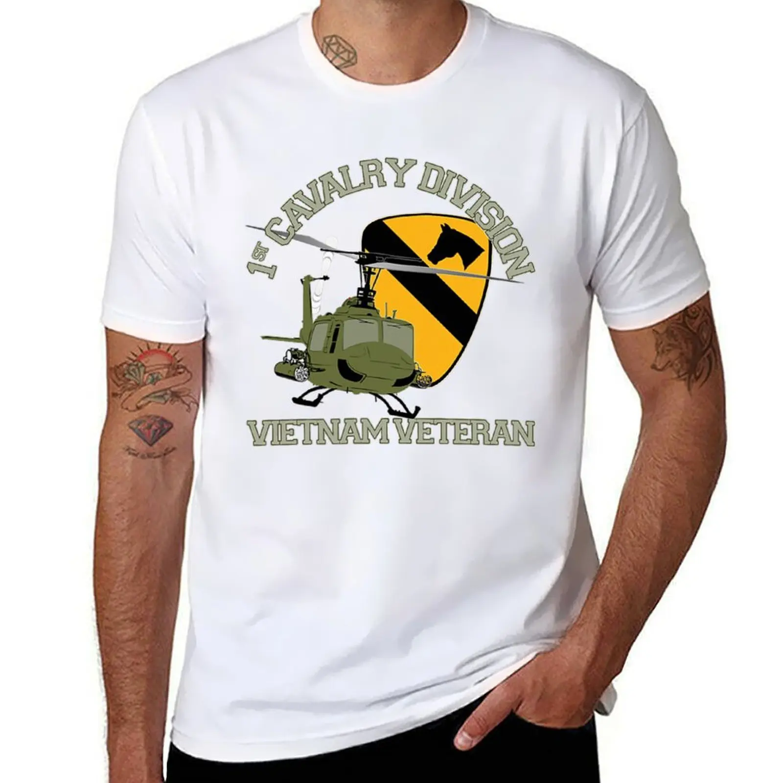 

1st Cavalry Division Vietnam Veteran UH1 Gunship Veteran Day (1) T-Shirt funny t shirts dark humor t shirts cotton 100% T-shirt