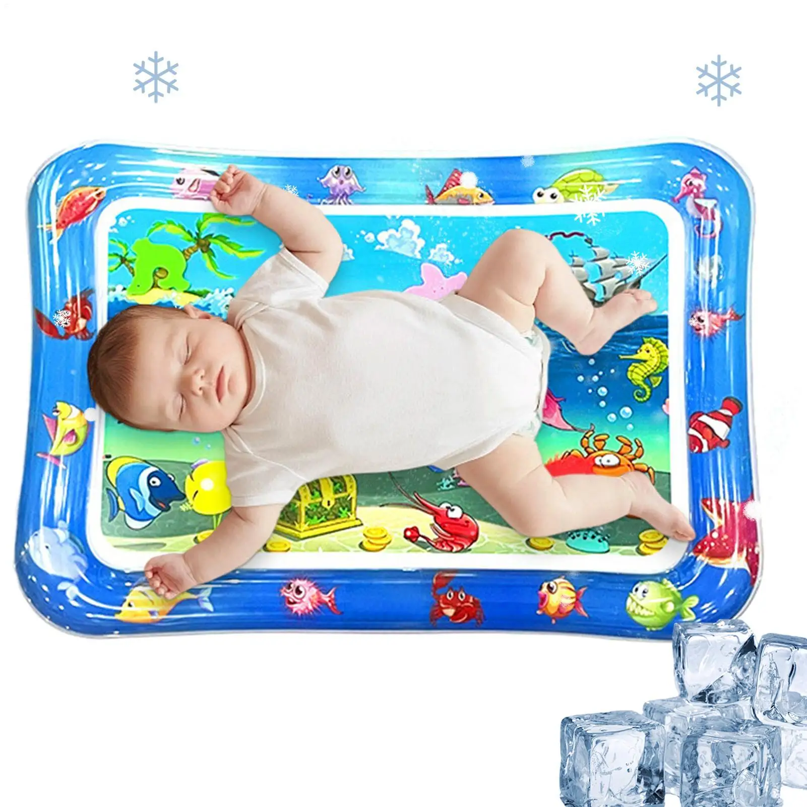 Kids Water Play Mat Cartoon Sea Animal Inflatable Sensory Pad Kids Activity Mat For Home Bedroom Classroom Gym Floor Cat Bath