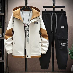 Autumn Men Tracksuit Casual Joggers Hooded Sportswear Jackets Pants 2 Piece Sets Hip Hop Running Sports Suit