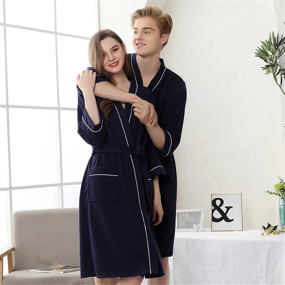 Bathrobes Robe Beauty Shop Hotel Unisex Pajamas Sauna Clothes Waffle Sleepwear Water Absorption