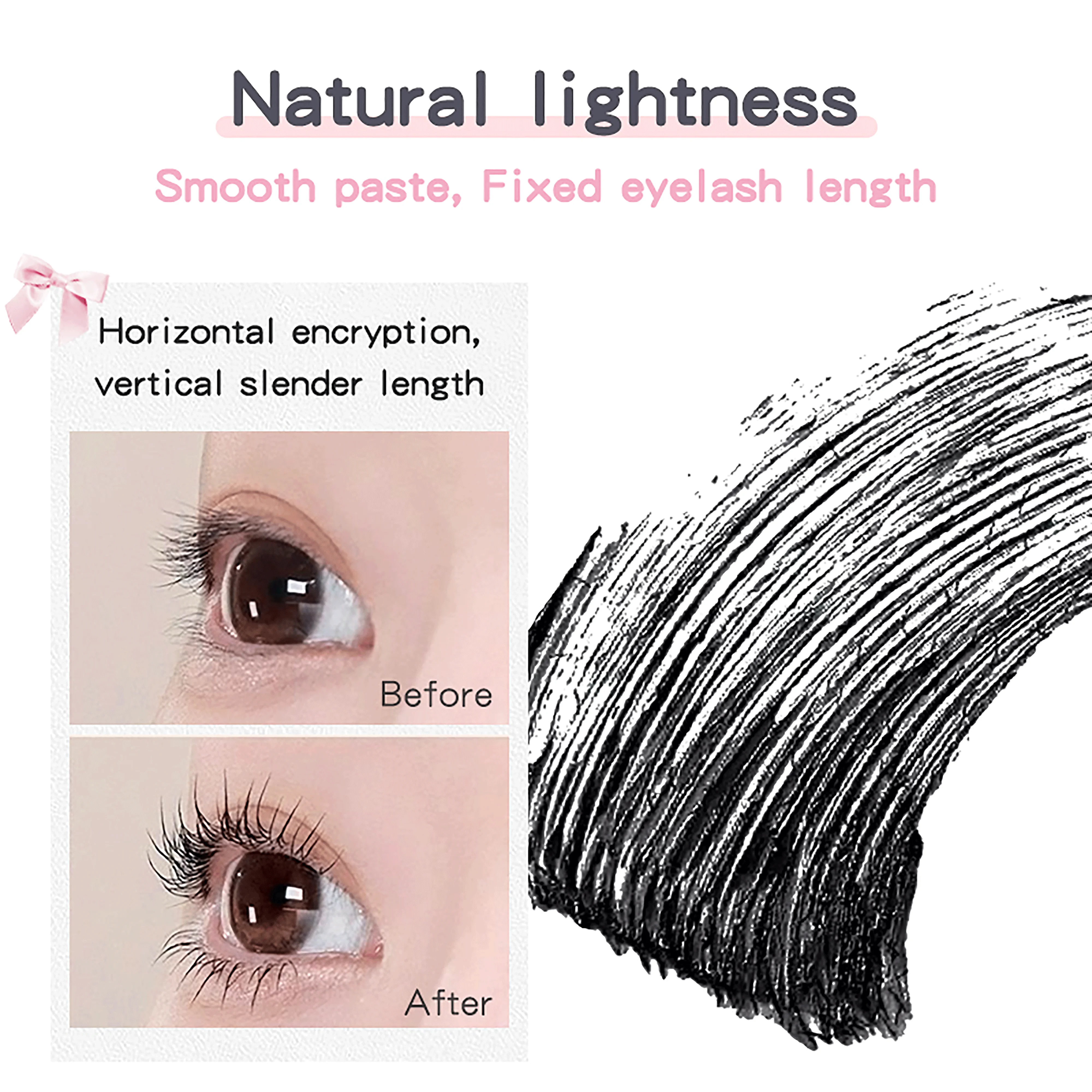 NOVO Waterdichte en zweetbestendige mascara, verlenging zonder klonteren, volume geven en krullen, veegvast.