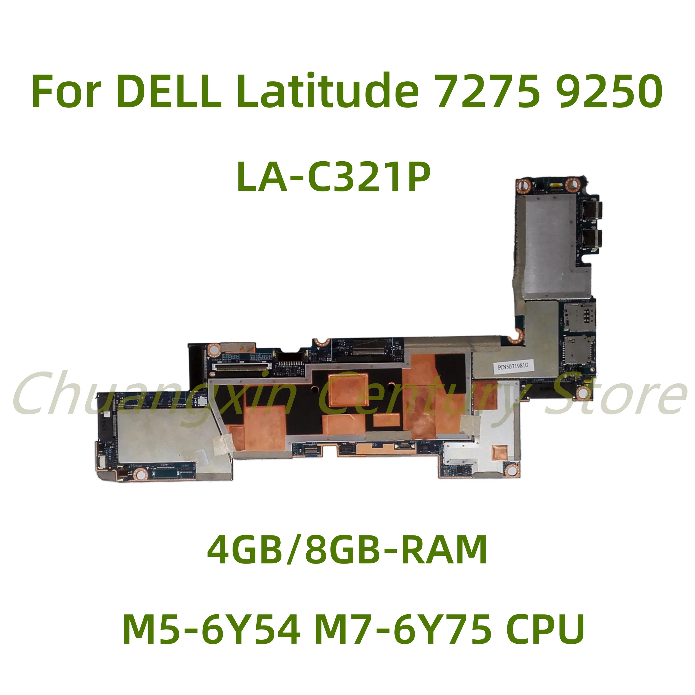 Cocok untuk Dell Latitude 12 7275 XPS 12-9250 motherboard Laptop LA-C321P dengan M7-6Y75 M5-6Y54 CPU 4GB/8GB RAM 100% diuji penuh