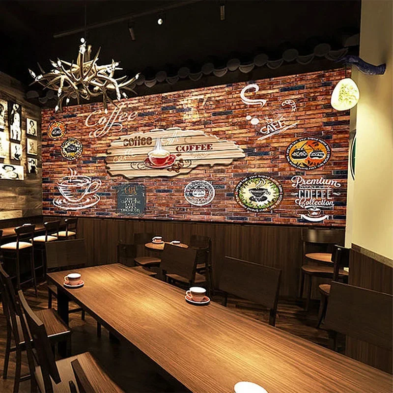 Custom Any Size Mural 3D Stereo Cafe Vintage Brick Background Wallpaper Wall Covering Restaurant Bar Coffee Home Decor Painting