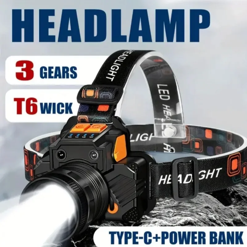 LED Induction Headlamp Portable Work Light USB Rechargeable Multifunctional Head Torch LED Head Flashlight for Camping Hiking